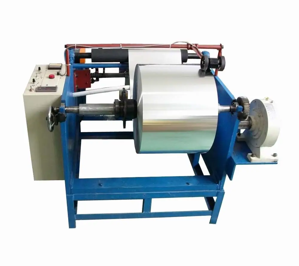 Manual rewinder aluminium foil roll rewinding and cutting machine for making rolls manually