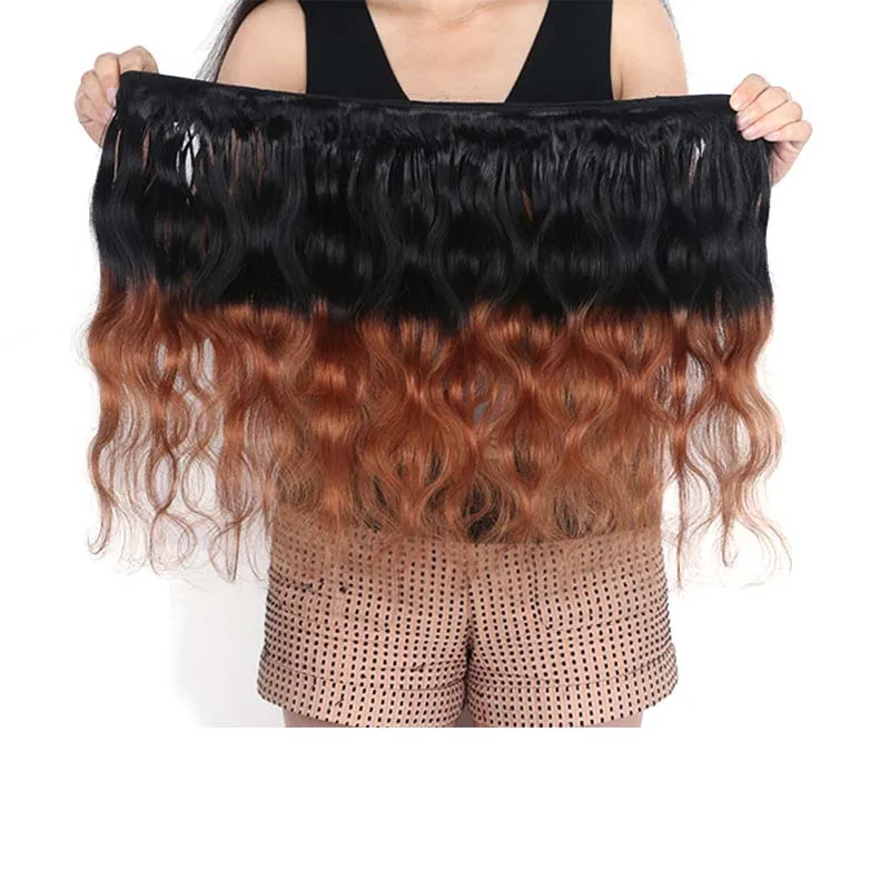
Two Tone Body Wave Dark Brown Human Hair Weave Bundles Wholesale Colored Brazilian Ombre Remy Human Hair Extension 