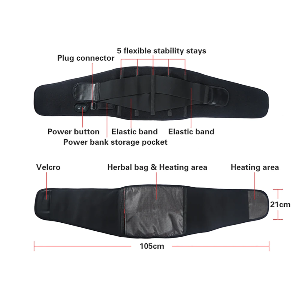 thermal lumbar massage back relief support vibro shiatsu heat waist belt therapy electric heating belt for back pain