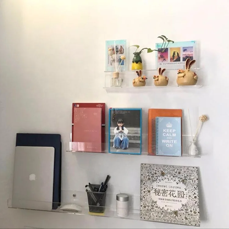 Acrylic Display Holder Wall Mount Acrylic Book Display Stand Clear Acrylic Book Shelf 2 Pack