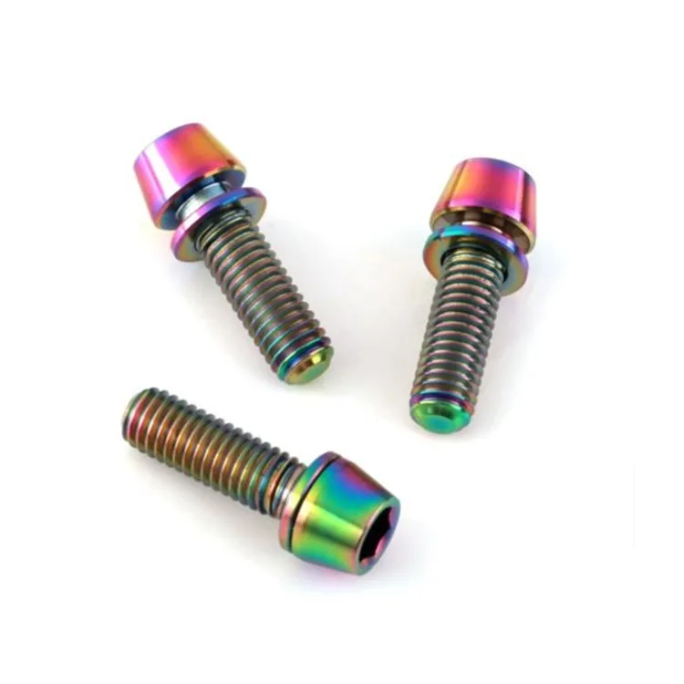 M5 gr5 colorful titanium tapered head bolt with washer for bicycle