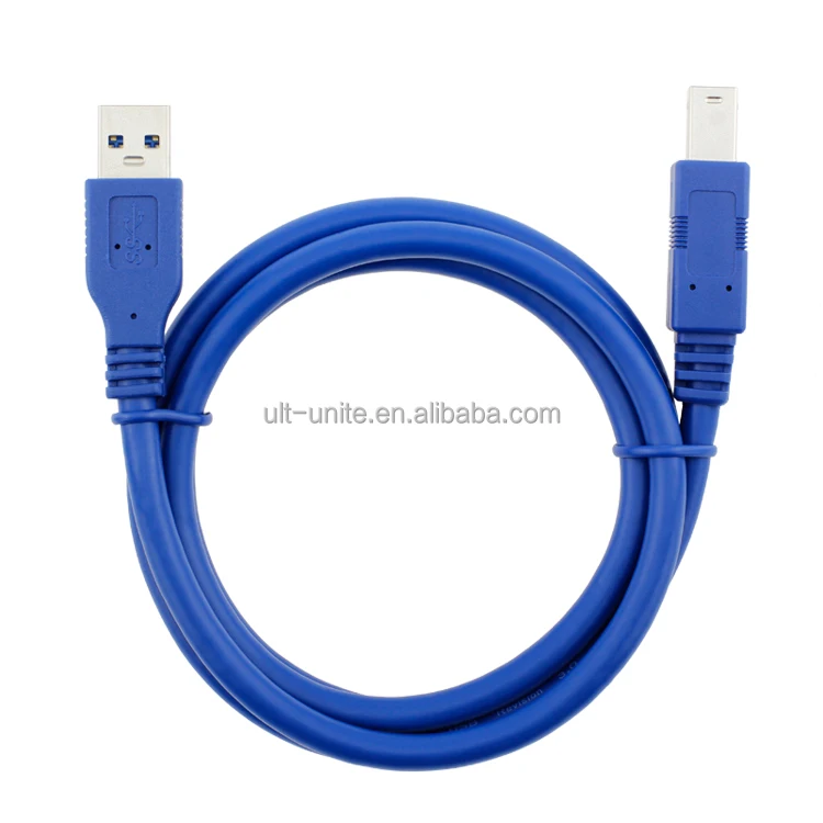 USB3.0 Male to Type-B Male Cable Blue OD=6.0mm L=0.3m