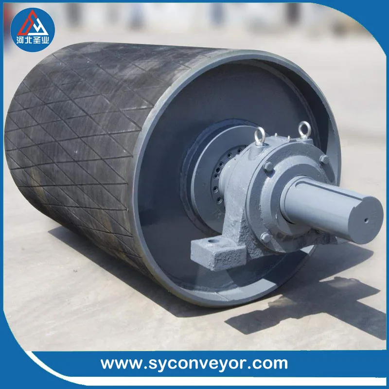 
conveying herringbone rubber coated drive pulley 