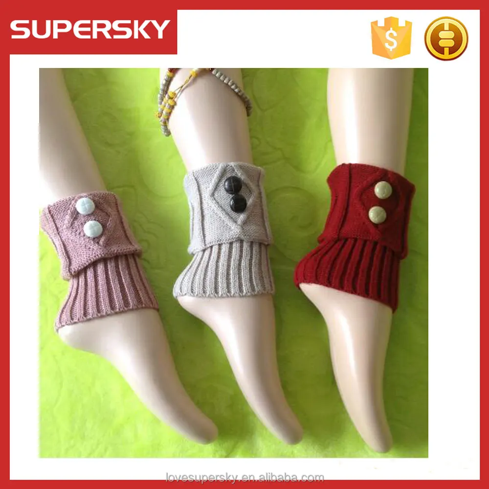 Wholesale Knit Leg Warmer Boot Cuffs Button Boot Socks With Reversible Boot Toppers Crochet Knit Leg Warmer