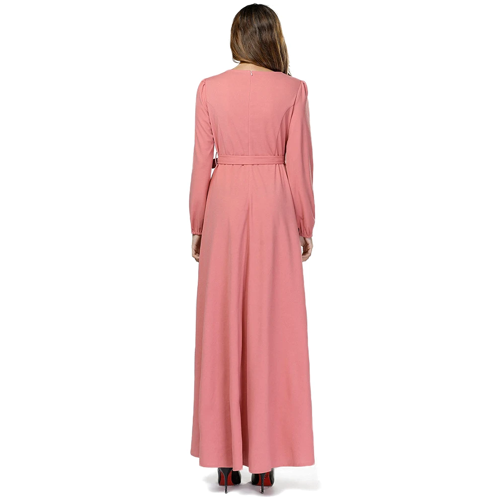 
Zakiyyah 7416 Turkish Clothes Western Style Muslim Bride Dress Arabic Kaftan Design For Women Plus Size Abaya Pink color 