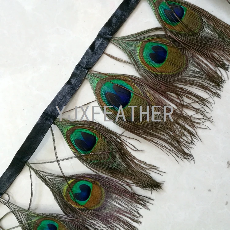 wholesale artificial peacock feather trim fringe trimmings with full eyes