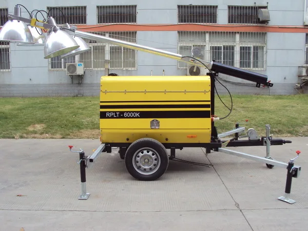 12Kw Winch Manual Light Tower Diesel Generator Mobile Lighting Plant