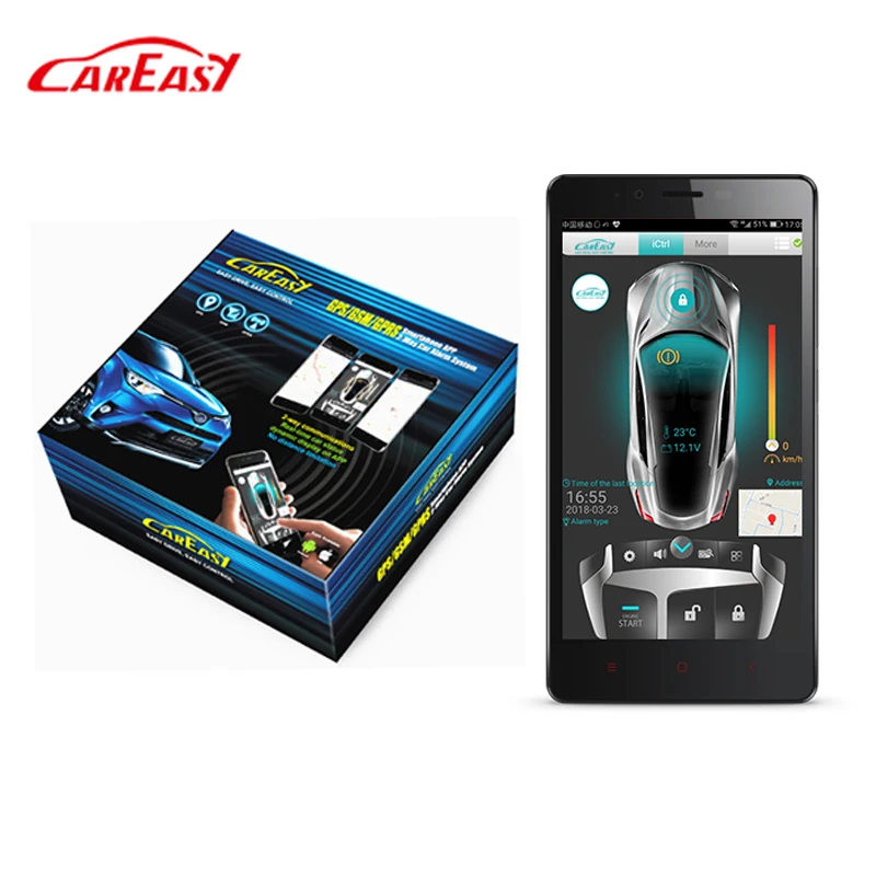 GPS/GSM/GPRS 2-way car alarm system with remote engine immobilization by cell phone APP