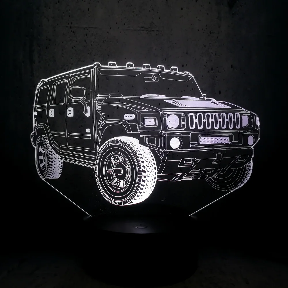 Hummer shape LED lamps 3D Illusion night light car fans gifts room decor desk exhibition table display boys moon lights