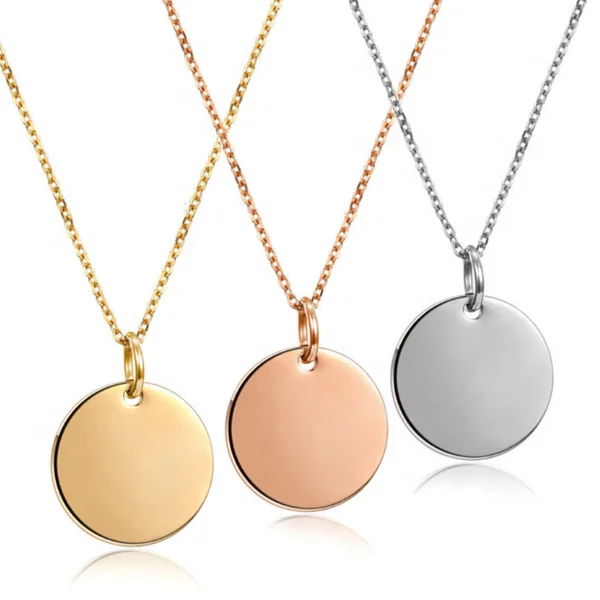 Stainless Steel Jewelry Girls 3 Disc Round Pendant Gold Coin Necklace