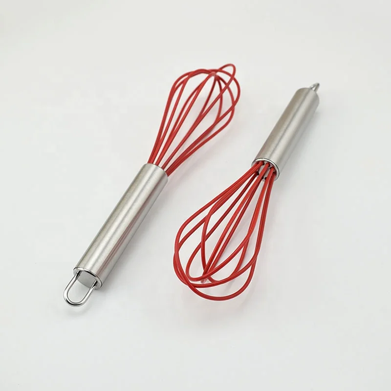 
8' Stainless Steel Handle Egg Beater Mini Silicone Whisk 