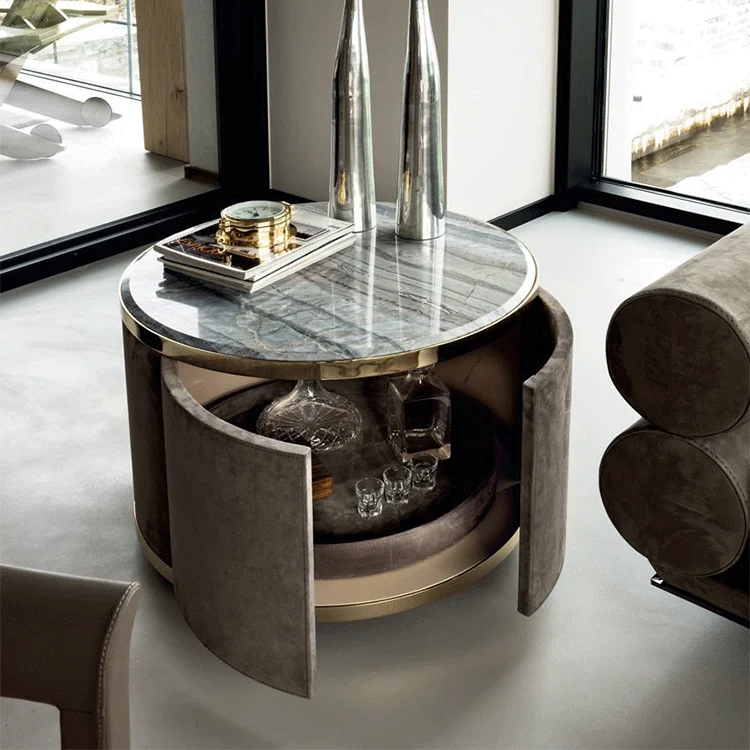 Corner side table with storage space solid wood small round tables for living room wholesale foshan factory