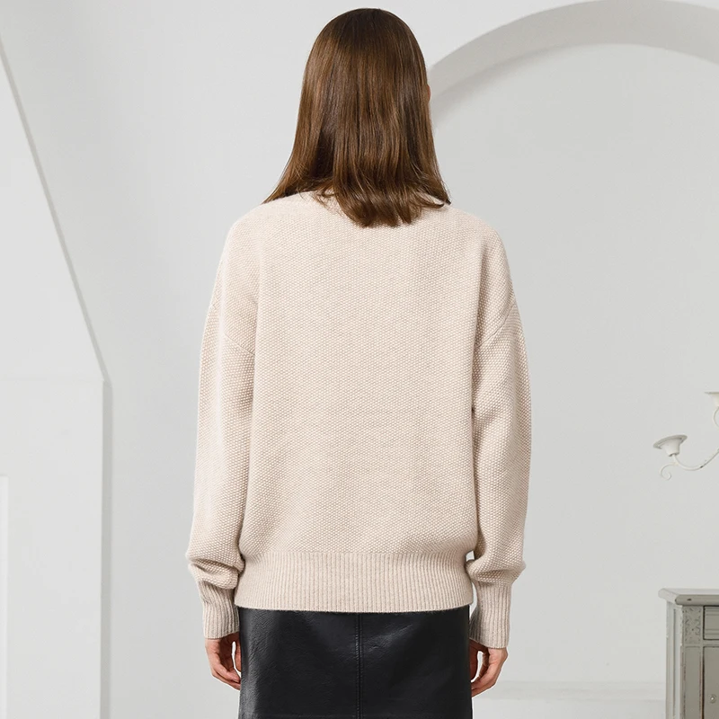 Women sweater knitting  sweater cashmere  with pockets fashion  V neck pullover sweaters for Autumn&winter