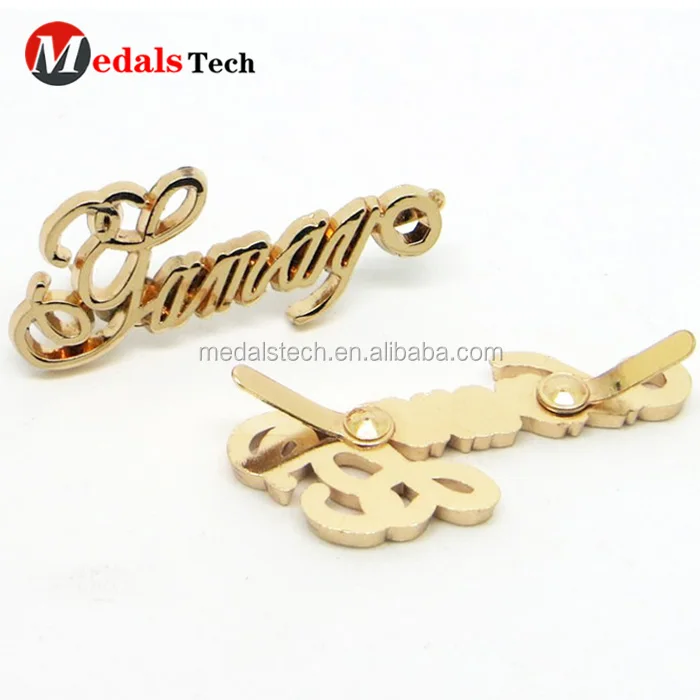 Оптовая продажа, пользовательский модный дизайн, брендовая Выгравированная металлическая этикетка с логотипом для сумок