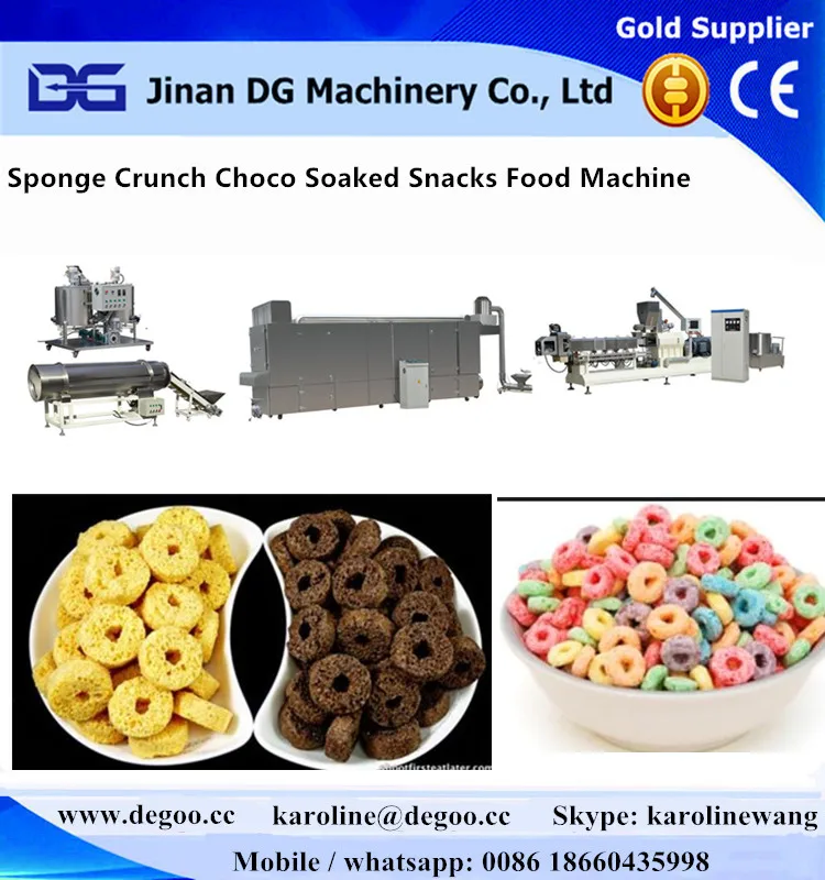 
Corn Chocolate Cream Core Filled Puff Snacks Food Extruder Machine Processing Line 