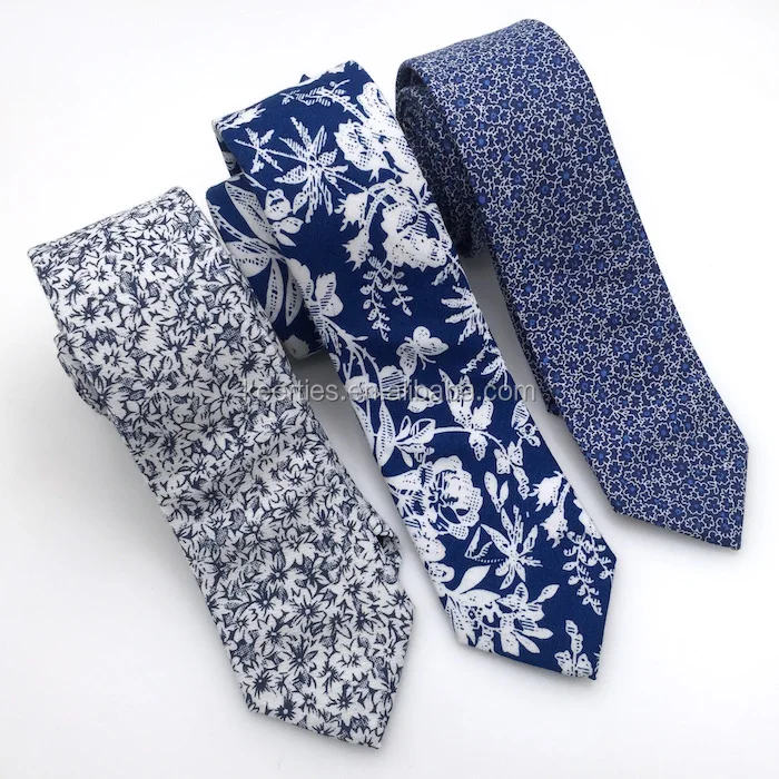 
Классический синий цветочный хлопковый галстук 