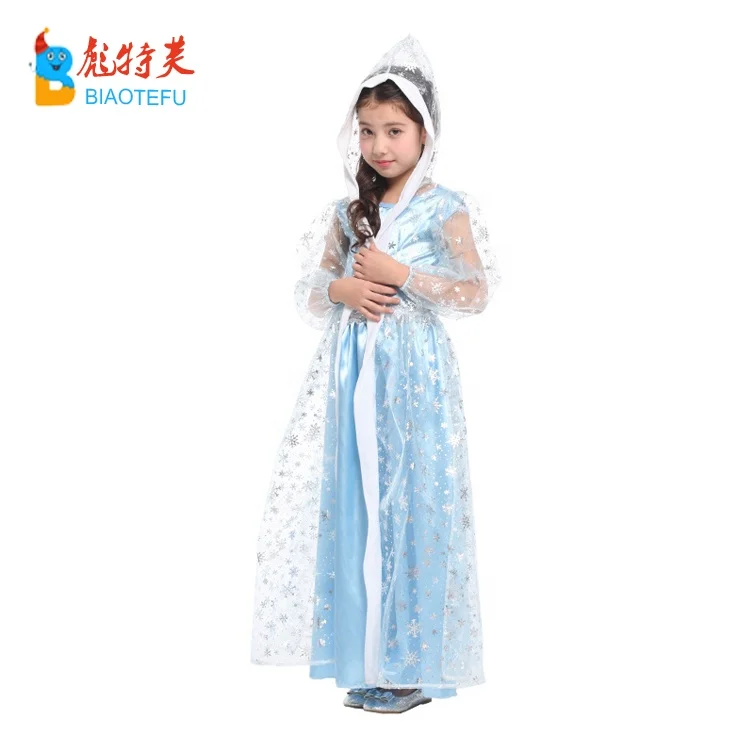 TV&Movie Elsa Frozen cloak costumes hot sale Elsa long sleeve fancy dress party cosplay dress costumes in stock