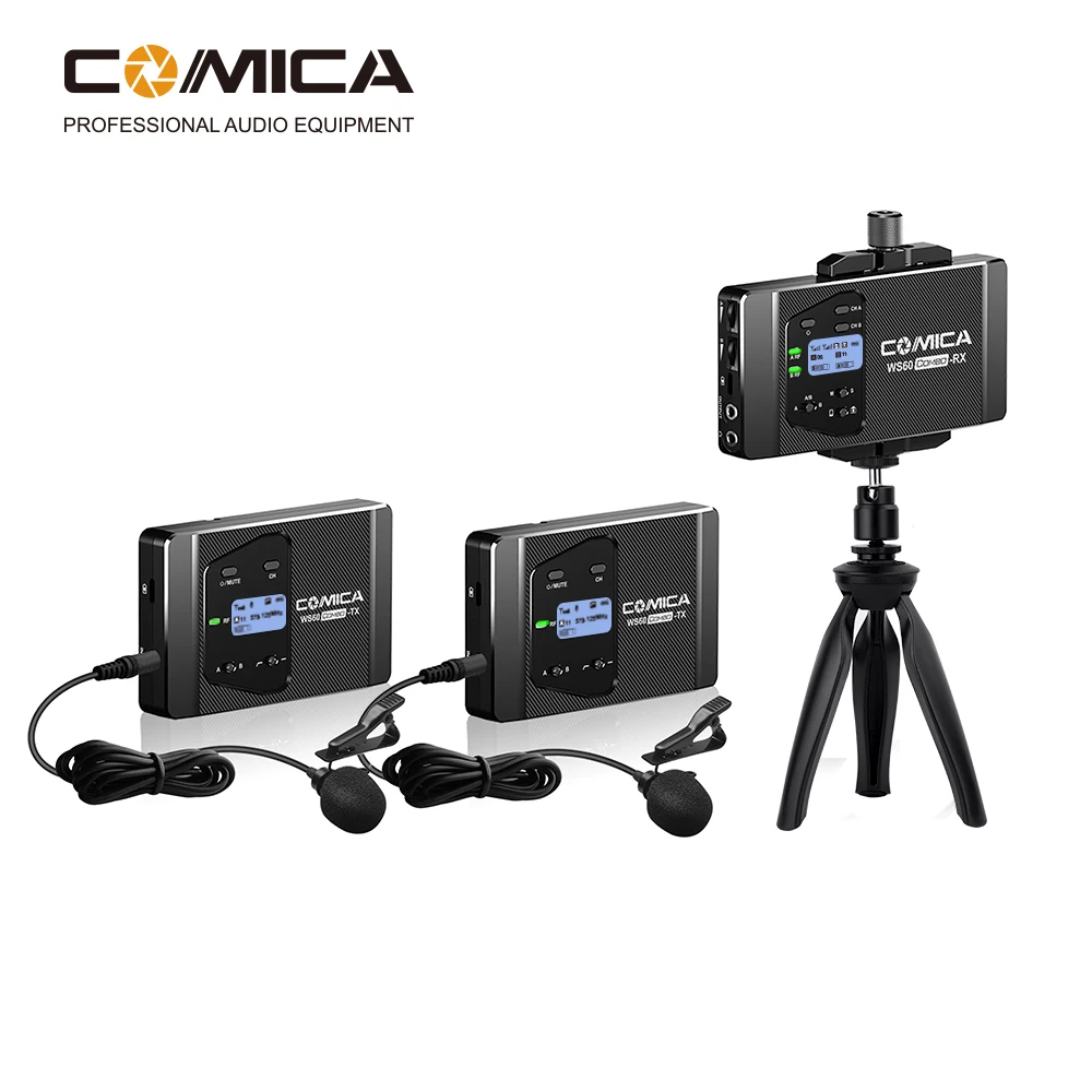 COMICA UHF 12 Channels 1-trigger-2 Dual Transmitter and One Receiver Wireless Microphone Universal for Camera&Smartphone