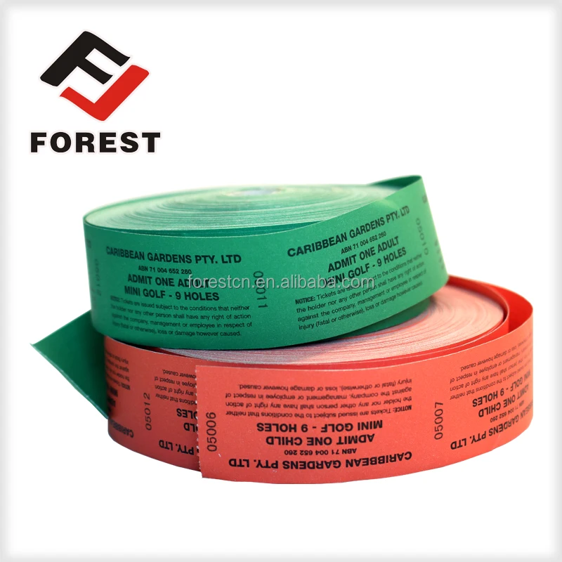 raffle ticket/coupon ticket roll paper, printing redemption ticket roll