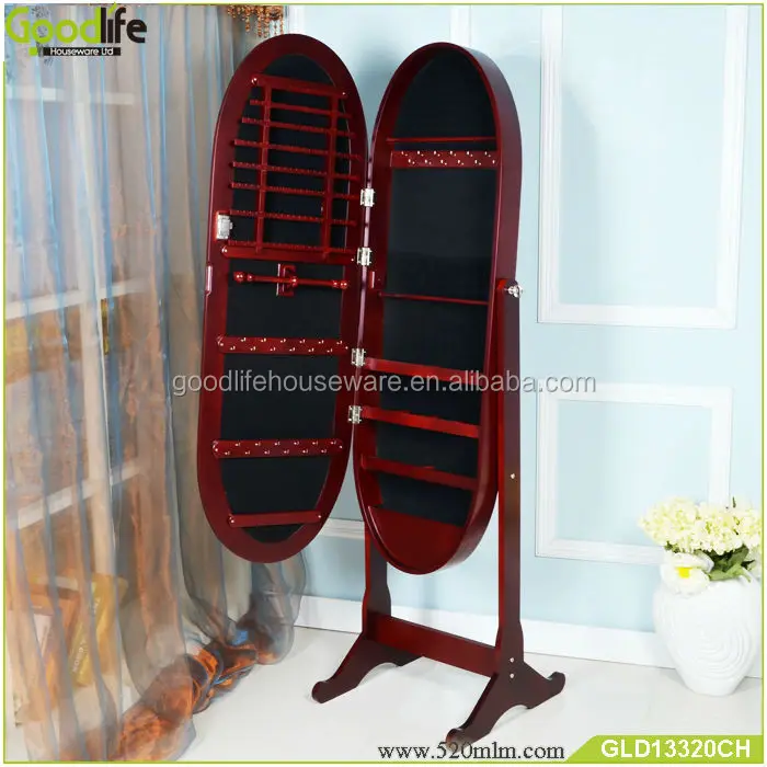 Full length oval shape vintage wooden mirror