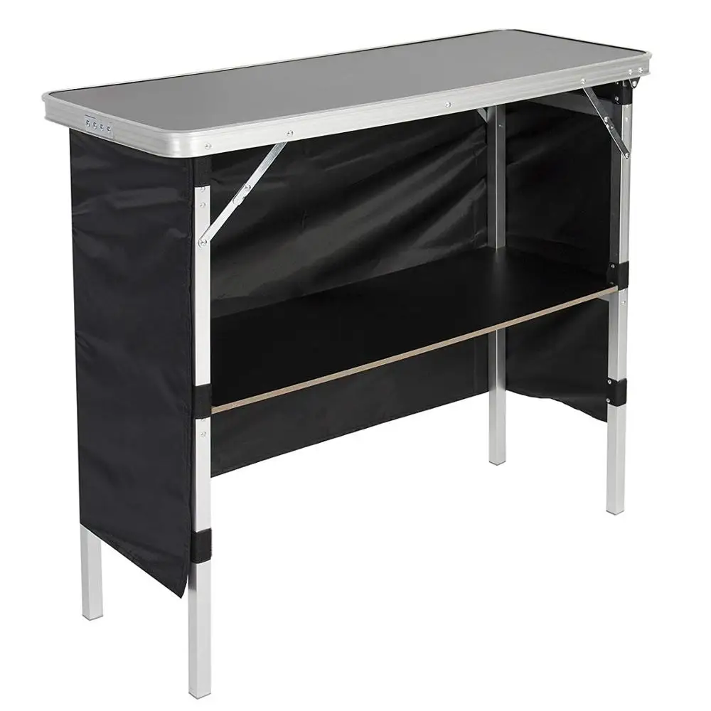 
High Top Pop Up Aluminum portable Bar Table W/Carrying Case Outdoor Backyard Pool Party 