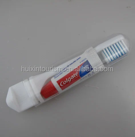 
Handy and disposable folding toothbrush with toothpaste 