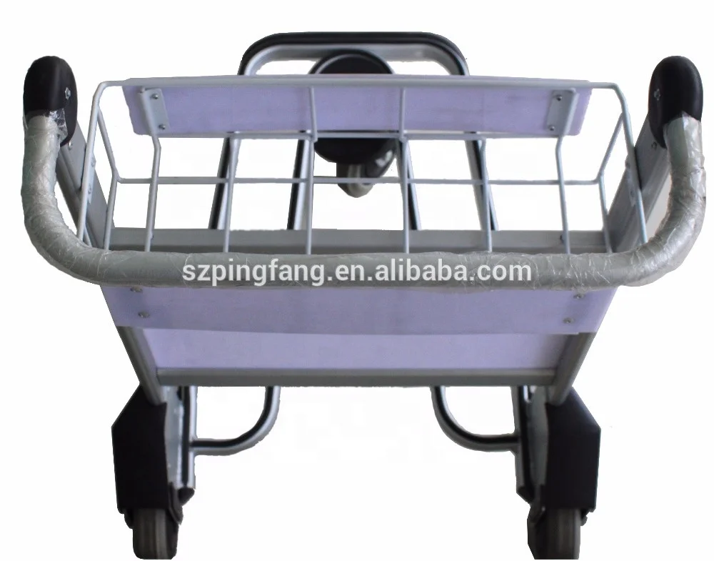 3 wheels passenger baggage luggage airport trolley with hand brake
