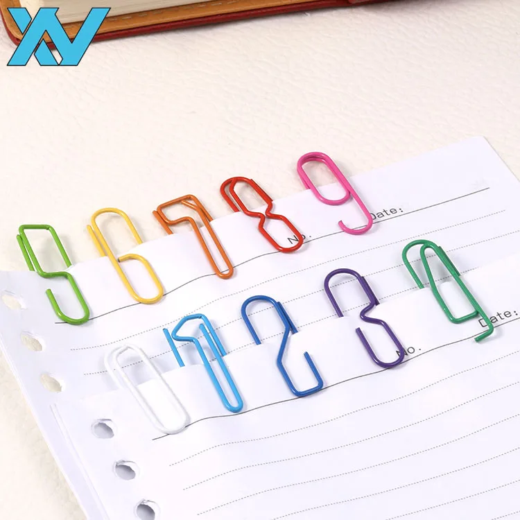 Colorful number shapes clip cheap stationery yes shape paper clips