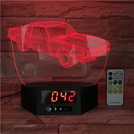 Новое поступление, Автомобильный дизайн, акриловый 3D ночник, детский светодиодный Календарь, настольная лампа с дистанционным управлением, часы, креативный светильник для детской спальни