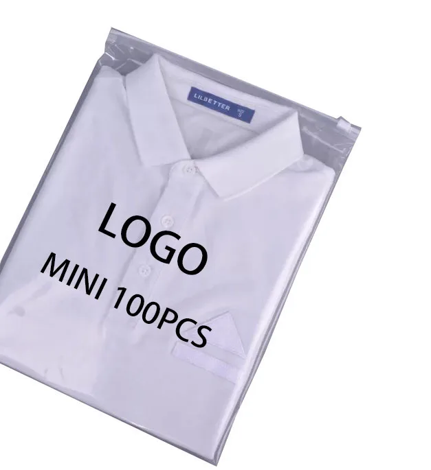 Custom LOGO PE vinyl adhesive zip-lock plastic t-shirt packaging bag
