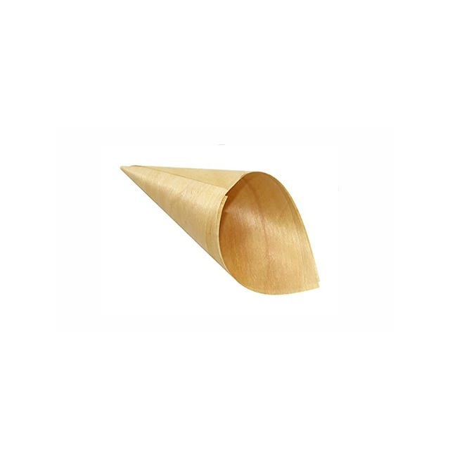 China manufacturer biodegradable wooden products disposable pine ice cream cup cone