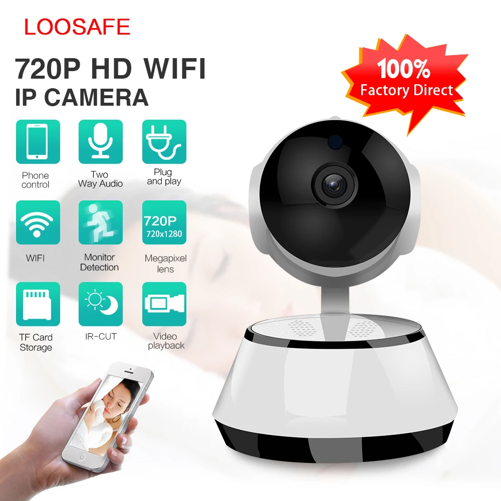 LOOSAFE security baby monitor 720P cctv monitor wireless ip camera indoor home surveillance ip camera