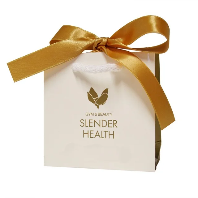 
Wholesale custom printed logo hot stamping luxury handle shop bag with ribbon 