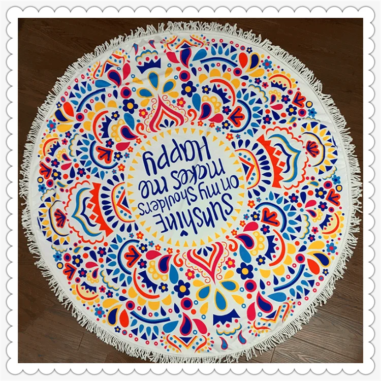 
100% Polyester Round Beach Towel with Tassel 