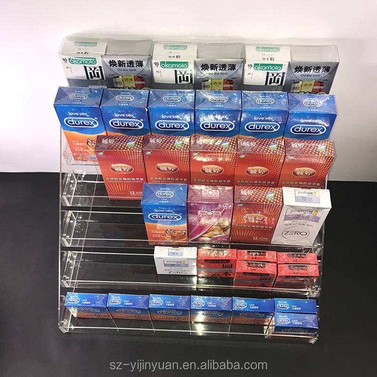Acrylic multifunction condoms cigarette Transparent display rack for Store shelf