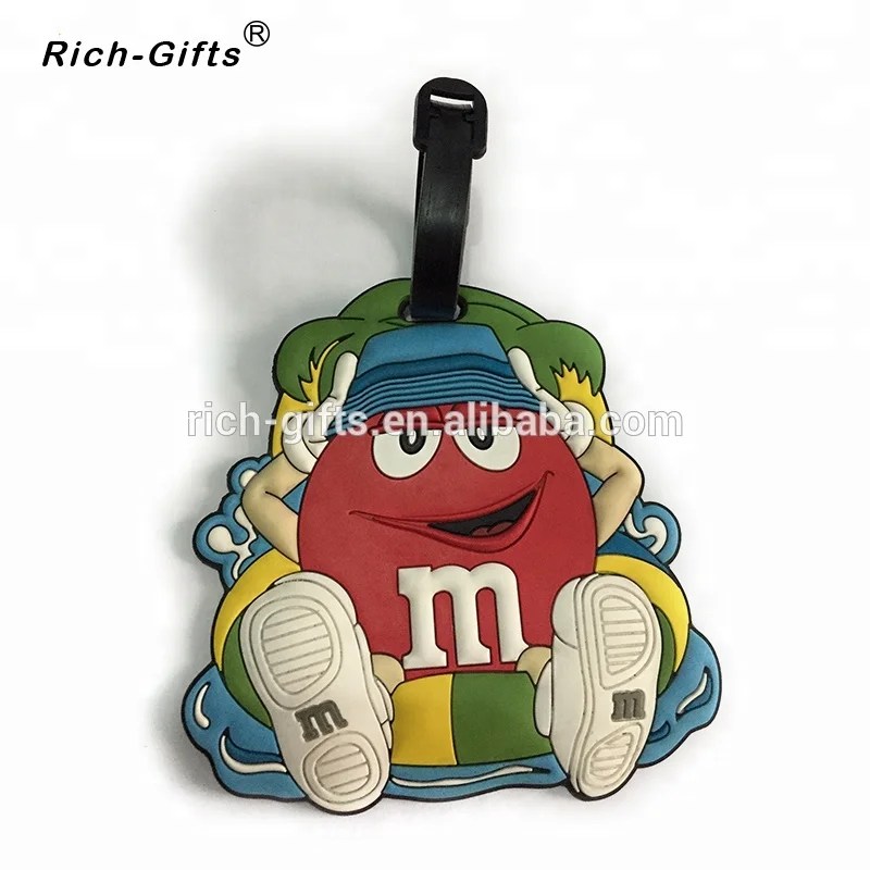 Custom 3D PVC rubber cartoon M LOGO Luggage Tags (RL-0039)