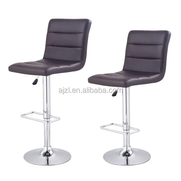 Leatherette Adjustable Chrome Base Barstool Chair with Horizontal Channel Tufting (Set of 2)