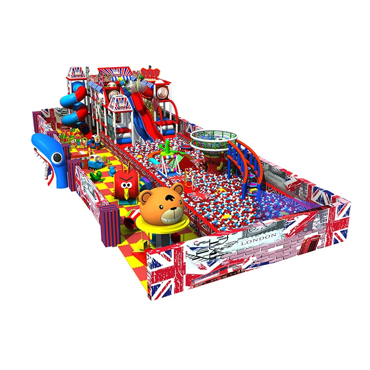 Large shopping mall amusement park equipment kids slide with ball pool for indoor playground