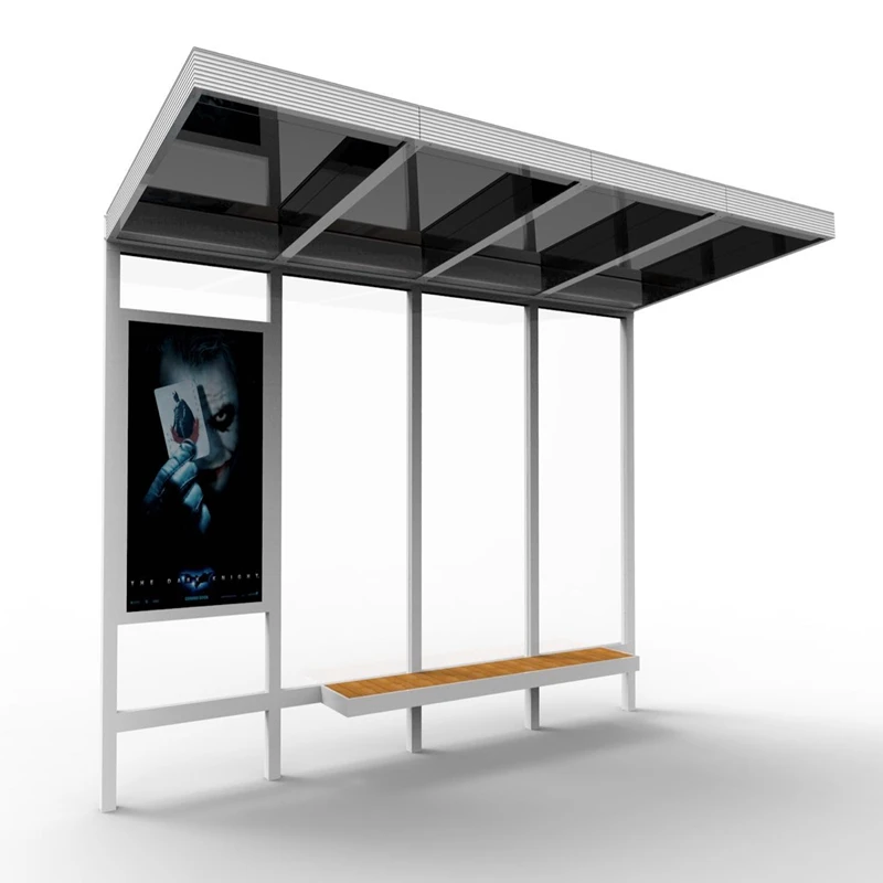 led screen display advertising bus shelter high quality 304 stainless steel bus stop