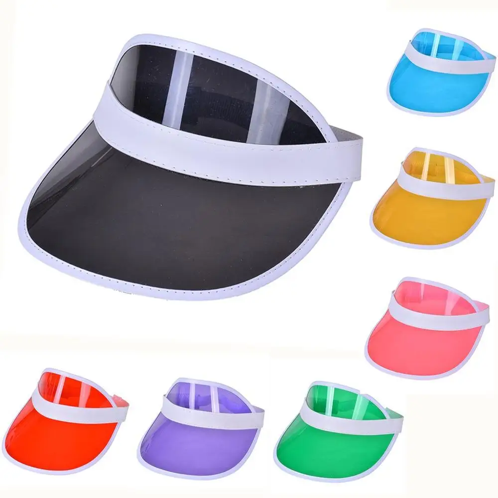 
Sun visor sun hat party hat transparent plastic cap transparent pvc sun hat tennis beach elastic cap 