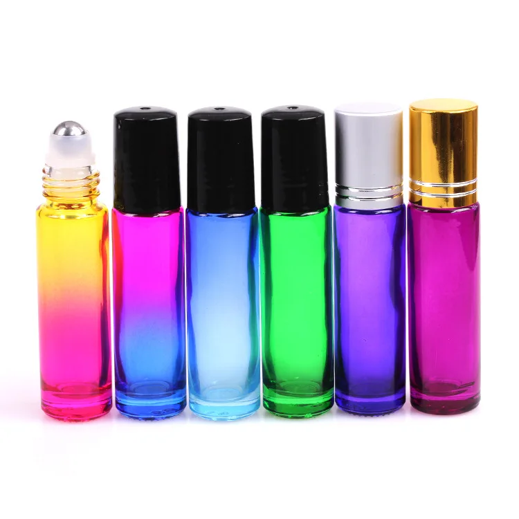 
Colorful Essential Oil Glass Bottle With Stainless Steel And Glass Roller Ball Bottle 