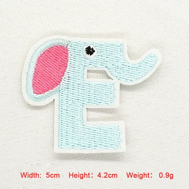 A-Z Cartoon English Alphabet Letter Animal Design Mixed Embroidered Iron On Patch For Clothing Badge Paste For Clothes Bag