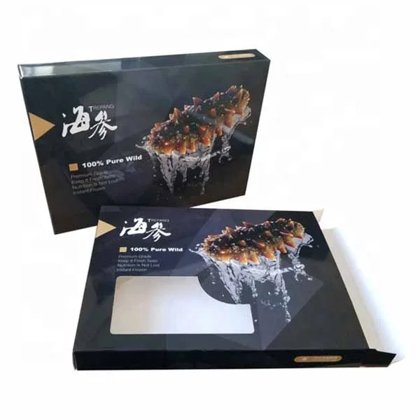 China factory custom print waterproof/waxed seafood food box,frozen fish shrimp box,lobster box with pvc window