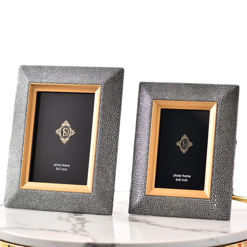 Modern light luxury model room alloy photo frame leather photo frame set 6 inch 7 inch decorative picture frame soft decorations