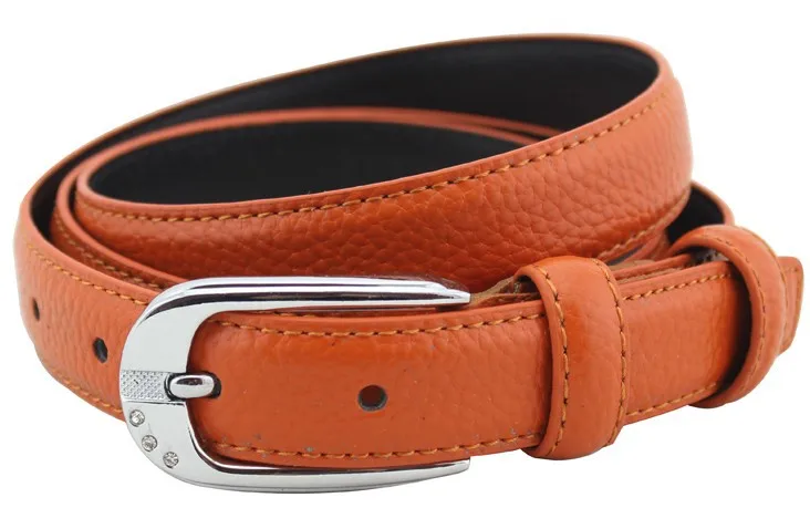 Women genuine leather thin belt korean style pin buckle belt