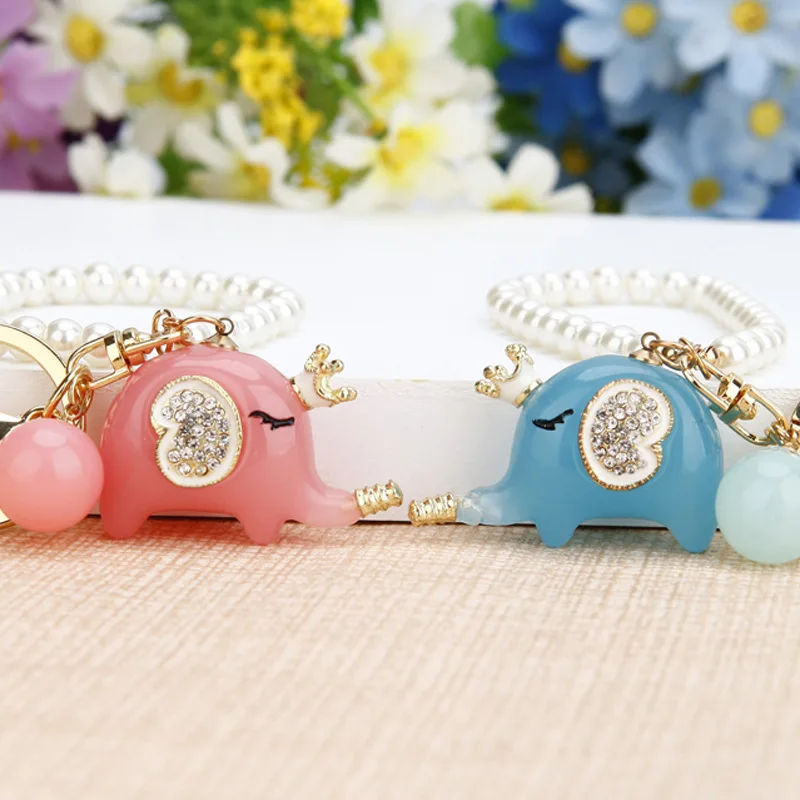 Various types of rhinestones elephant shape keychain thailand elephant keychain