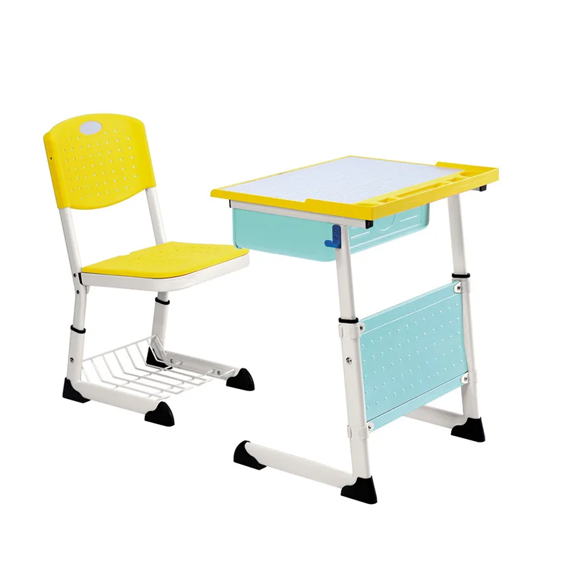 Iron child school furniture desk and chair set