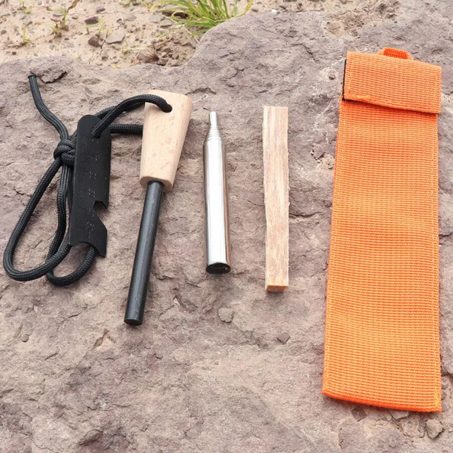 outdoor camping survival tools adjustable blowpipe and survival kit with fire starter rod wholesale