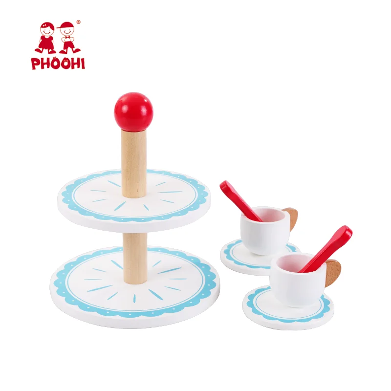 Wholesale Girls Role Paly Game Afternoon Tea Party  Children Wooden Cake Toy For Kids 3+
