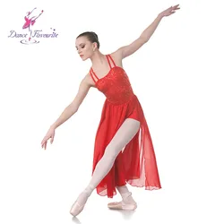 Double Strap Red Sequin Dress for Girls Ballet, Lyrical and Contemporary Dancing Performance Costumes 18019-1